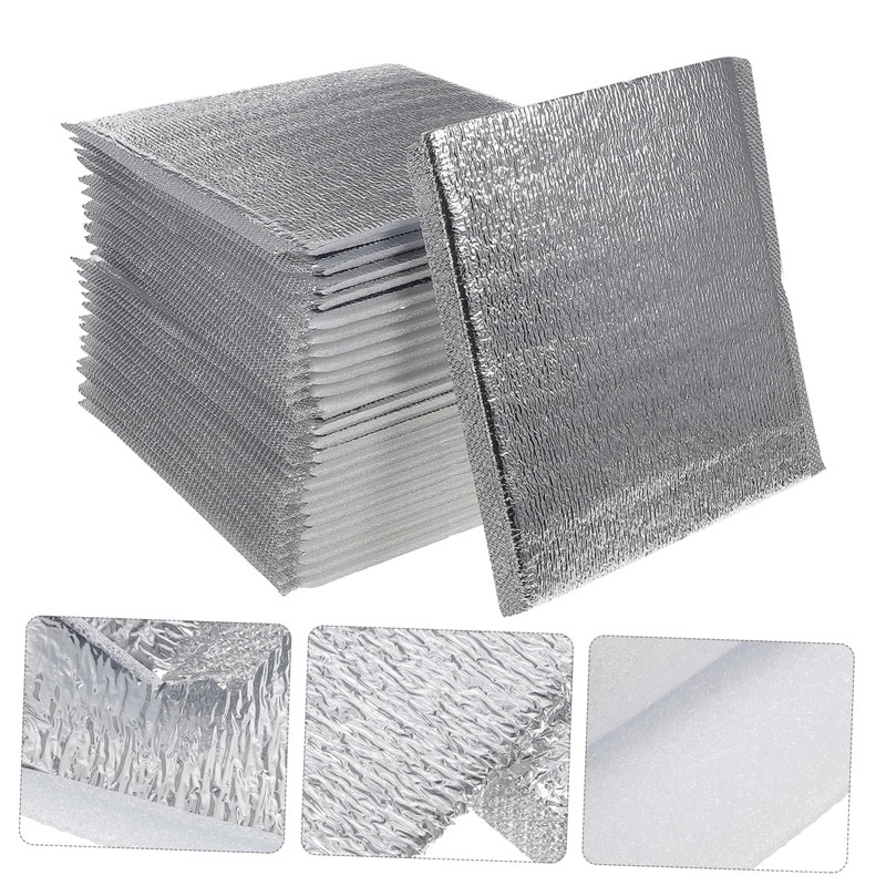 VICASKY 50pcs Aluminum Foil Insulation Bag Disposable Thermal Pouch for