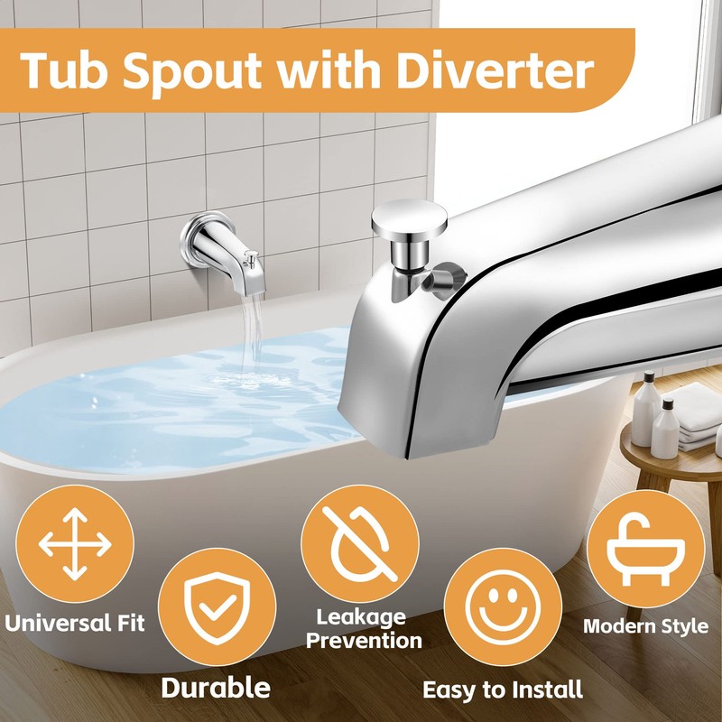 Dreyoo Tub Spout (Universal Fits 1/2" Copper Pipe, 1/2" IPS