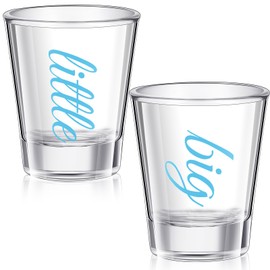 Lounsweer 2 Pcs Sorority Big Little Shot Glasses with Thick Base Big Little Sorority Gifts 2 oz Tequila Shot Glasses Mini Glass Cups Clear Shot Glass for Big Sister Little Sister Glassware(Blue)