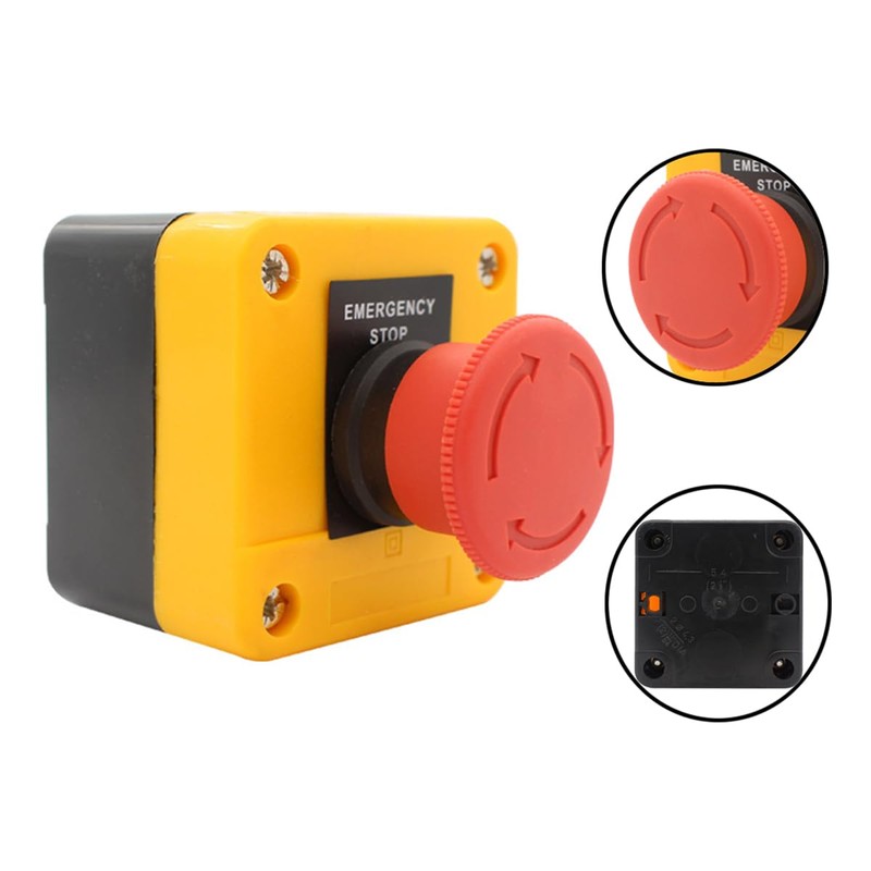 CGEAMDY Waterproof Emergency Off Pressure Switch, Mushroom Emergency Off Switch