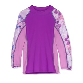 Tuga Girls Shoreline L/S Rash Guard, Made in USA (UPF 50+), Malva, 4/5 yrs
