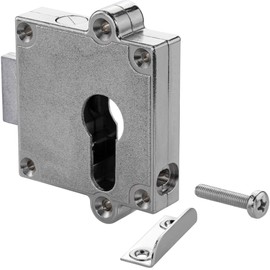 Gedotec Reno Screw-On Lock Box Bolt Lock Profile Cylinder Furniture Lock Reno Screw-On Lock Nickel-Plated Door Lock Backset: 40 mm Pack of 1 Cylinder Lock for Cabinet Doors and Furniture
