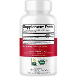 Organic Side | 2 Pack Organic Cranberry Capsules | 60 Vegan Capsules | for UTI Prevention & Urinary Health Support, Certified USDA Organic, Non-GMO, Vegan & Gluten-Free Cranberry Supplement