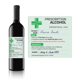 GADGETKING Prescription Novelty Wine Label Xmas Gift Idea Present for Him Husband Boyfriend Dad Men Uncle Rude Old Age Oldi Birthday Christmas Xmas Idea Prank Fun Funny April Fools Present