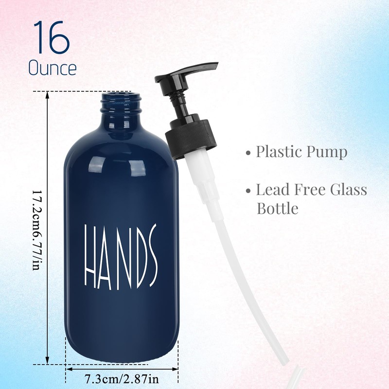 Dish Soap Dispenser for Kitchen - 16 OZ Glass Hand