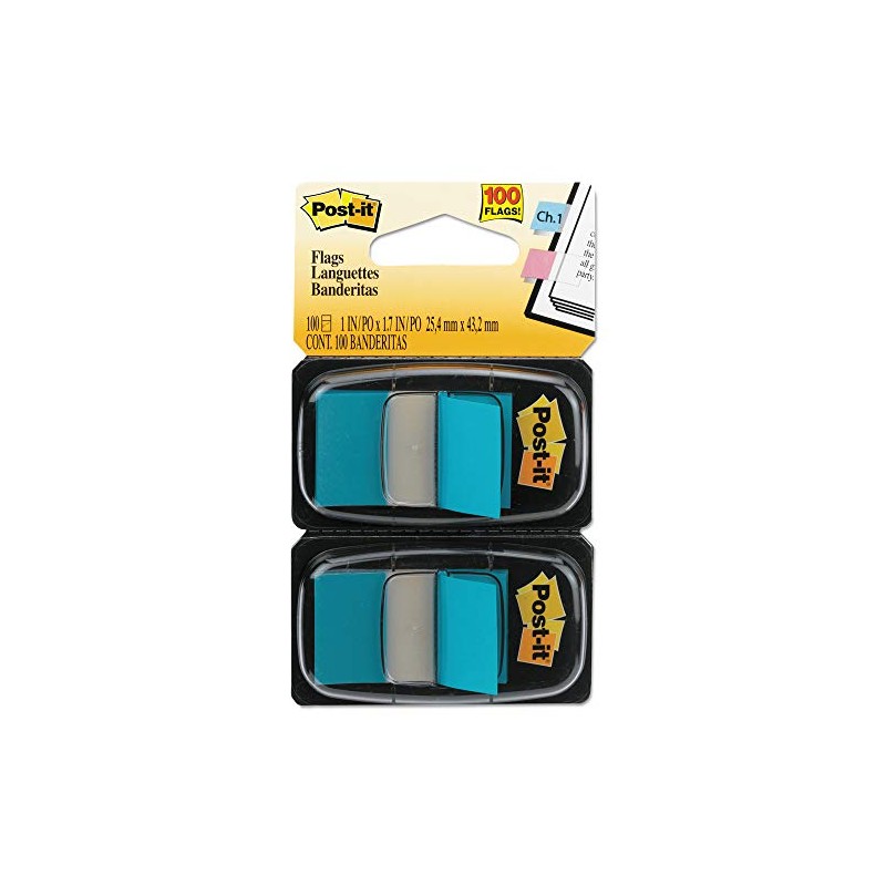 Post-it Flags Standard Side Flags in Dispenser, Light Blue, 100