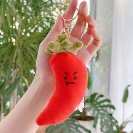 JYB Hopefuture Cute Vegetable Plush Keyring, Plush Doll as a Gift for Boys and Girls, Novelty Cute Food Plush Toy Decoration (Chilli)