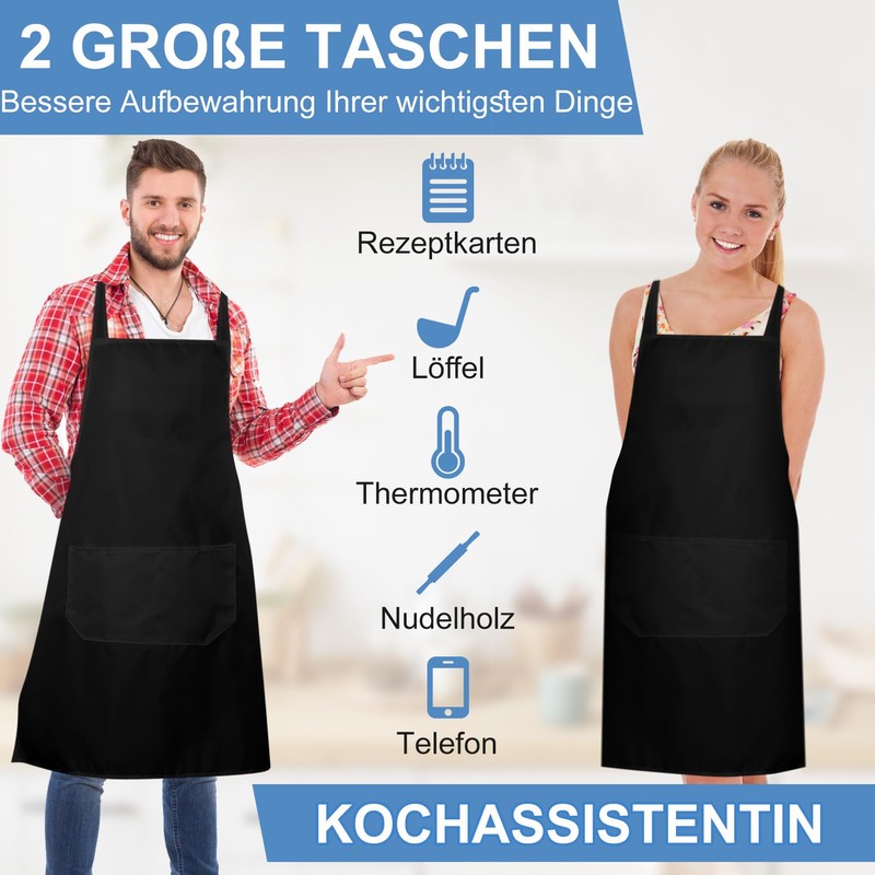 Vyndicca Pack of 12 Cooking Aprons, Baking Apron with 2