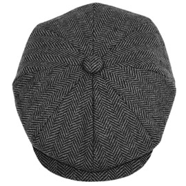 Men's Classic 8 Panel Wool Blend Newsboy Snap Brim Collection Hat (US, Alpha, X-Large, Gray Herringbone-NSB2317)