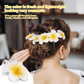 Roundsky Pack of 100 White Foam Hawaiian Frangipani Artificial Plumeria Flowers Hair Hat Wreath DIY Wedding Decoration 5 cm