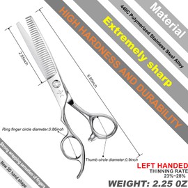 Fengliren High-end Professional Hair Cut Thinning Scissors Hair Cutting Teeth Shears Left Hand Barber Hairdressing Texturizing Scissor Very Sharp 6 Inch Stainless Steel Alloy For Men Women Salon Home