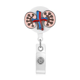 MEDFOLY Enamel Kidney Badge Reel Holder, Medical Anatomy Badge Clip Reels Retractable, ID Badge Holder Scalable for Doctor Nurse