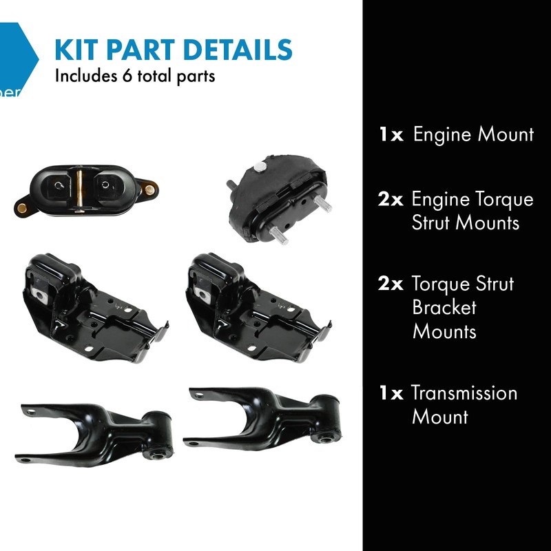 TRQ Complete Engine Transmission Torque Mount Set Kit for Chevy