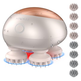 AIBOKEE Electric Scalp Massager, Portable Head Stress Relax,IPX7 Waterproof Rechargeable Head Massager Scalp Stress Relax, Body for Deep Cleansing, Relief, Hair Growth (Gold)