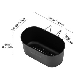 Tookie Stainless Steel Sink Drain Strainer Basket, Hanging Kitchen Sink Drain Basket Storage Rack Multifunctional Colander Drain Basket for Filte-r, Washing(Black)