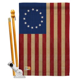 Betsy Ross Vintage House Flag Set Americana US Historic July Memorial Veteran Independence United State American Small Decorative Gift Yard Banner Made In USA 28 X 40