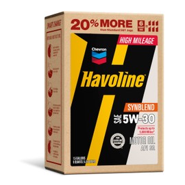 Havoline Motor Oil 5w30 High Mileage Synthetic Technology Smart Change Engine Oil, 5W-30, 6 Quarts, Pack of 1