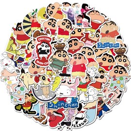Norinoya 50pcs Crayon Shin-chan Stickers Anime Stickers for Laptop Stickers Water Bottle Skateboard Luggage Cartoon Stickers