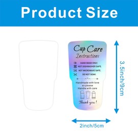 KIUKIUO 240 PCS Tumbler Care Instructions Holographic Cards Packaging Customer Direction Card for Tumbler, Cup, 3.5 x 2 InchMug Small Business Online Shop Owner