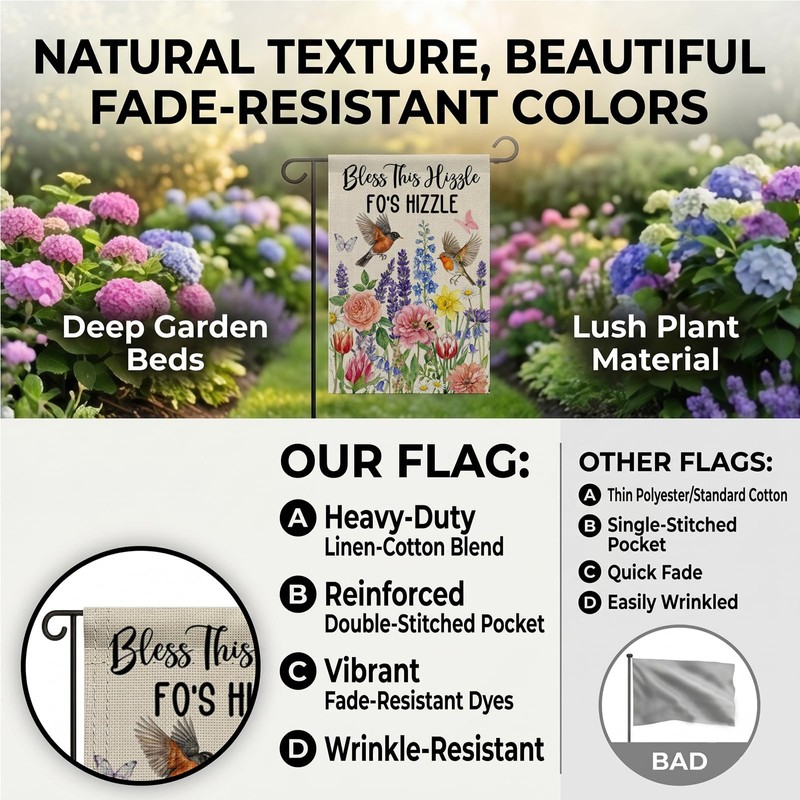 ZUYOENCO Funny Garden Flag 12x18 Double Sided - Bless This