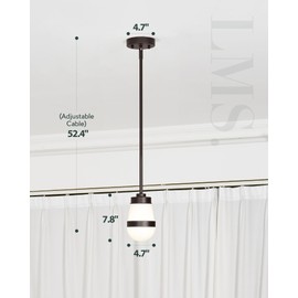 LMS Modern Oil Rubbed Bronze Glass Pendant Light Fixture, Farmhouse Kitchen Island Lighting with White Art Oval Glass, Adjustable Hanging Ceiling Light Fixtures for Dining Room, LMS-191PL-ORBW