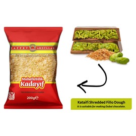 Kataifi Knafeh Shredded Fillo Dough - Dried Dubai Chocolate Bar Pistachio Phyllo Dough Sheets - Kunafa Chocolate Bar Pastry Phyllo Dough Bakery Desserts - Ingredient for The Viral Dubai Chocolate Bar Pistachio - 200 gr/0.44 lb