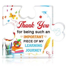 DPKOW Thank You Teacher Gifts for Woman Men, Puzzle-Shaped Acrylic Plaque Teaching Assistant Nursery Teachers Gift for End of the Year Leaving, Teacher Appreciation Gifts Birthday Christmas
