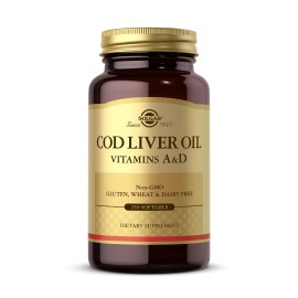 Solgar Cod Liver Oil 250 Count Vitamins A D Gluten Free Nutritional Supplement
