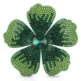 2.9 Inches Created Crystal Hibiscus Hawaiian Flower Hair Clips for Women | Elegant Headdress Bobby Pins for Hair | Boho Braids Artificial Flower Clips for Women, Green