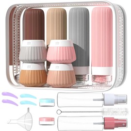 18 Botellas de Viaje de Silicona, Botellas Dispensadora de Silicona a Prueba de Fugas, Botes Viaje Rellenables 40/90ml, Envases Viaje para Champú, Loción, Cosméticos