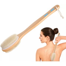 Breezee Market Cepillo Corporal Ducha Baño Doble Cara Exfoliante Mango Larg