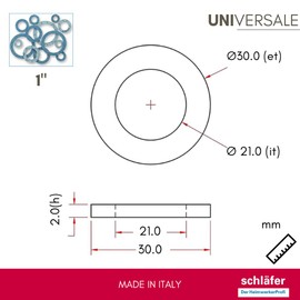 Schläfer 182840 | High Temperature Flat Hydraulic Seals Blue FASIT 1" - 2mm Plumbing, Fittings, Water Fittings, Boilers, Gas, Heating and Solar Systems. Pack of 10