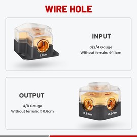 RED WOLF 2 Way Power Distribution Block Distribution Block for Car Boat Audio Stereo Amplifier Power Distribution Block 1 In 2 Out Block Splitter