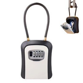 [Commercial Key Management Tool] Key Box, Dial Type, PIN Code, Key Box, Small, Waterproof, Outdoor, Wall Hanging, Key Holder Case (Steel Wire Type, Gray)