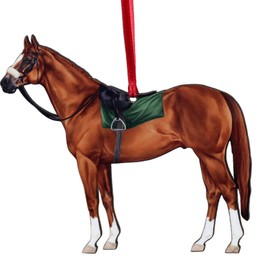 Thoroughbred Horse Christmas Ornament, Equestrian Gift, Race Horse Decor, Glossy Laser-Cut Ornament (Chestnut)