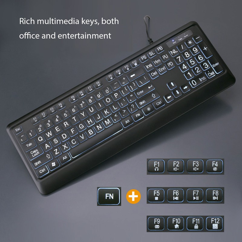 Large Print Keyboard Large Bold Letters 104 Keys Standard Full