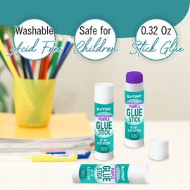 Glue Sticks Bulk Classroom, Purple Glue Sticks for Kids 24 Count, 0.32 Ounce Washable, for Kids, School and Home | EXTRIC