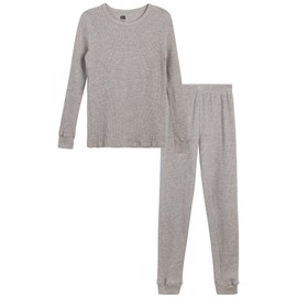ONLY BOYS Thermal Underwear Set 2 Piece Waffle Knit Top and Long Johns (2T-16), Size 3T, Heather Grey