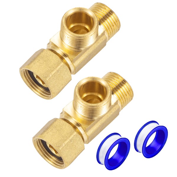 Breezliy Lead-Free Brass Angle Stop Add-A-Tee Valve,3/8-Inch Compression Inlet X