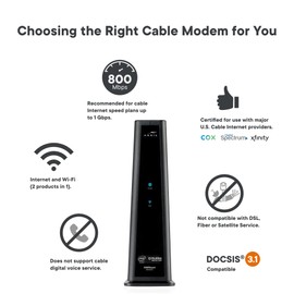 ARRIS (SBG8300-RB) - Cable Modem Router Combo - Fast DOCSIS 3.1 Gigabit & AC2350 WiFi,Comcast Xfinity, Cox, Spectrum & More, 1 Gbps Max Internet Speeds, 4 OFDM Channels - Renewed