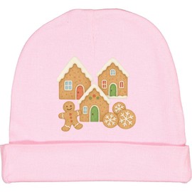 inktastic Gingerbread House and Cookies Christmas Decor Baby Beanie Hat Small Pink 46c74