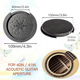 Cheerock Acoustic Guitar Mute & Soundhole Cover, 2-Pack Rubber Effective String Silencer & Feedback Buster, Compatible with 4-Inch Soundholes - Black
