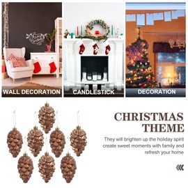 Balacoo Christmas Pinecone Ornaments: 8pcs Xmas Pinecones Fall Tree Ornaments Festival Hanging Pine Cones Pine Berry Decor for Home Xmas Decor