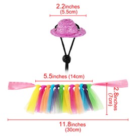 CAIRIAC Bearded Dragon Hat for Lizards, Small Animals Hat Rainbow Tulle Tutu Skirt Pet Costume Gifts Photo Props for Hamster Guinea Pig Hedgehog Rats Snake Frog Reptiles Amphibians Apparel