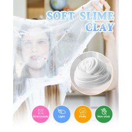 White Slime Clay Modeling Air Dry Foam Clay for Kids(4 Pack),Slime Making Kit for Girls Ages 8-12,Add to Glue to Make Butter Slime,Arts & Crafts,Fake Bake,240 g/8.46 oz