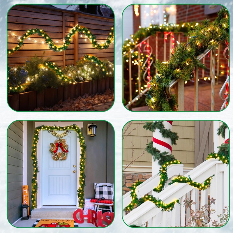 Suncalla 2 Pack Christmas Garland with 78 ft Solar Powered