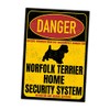 Norfolk Terrier Norfork Sign Danger Security System Door Sign Dog