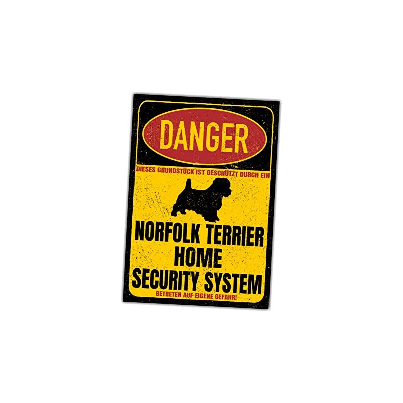 Norfolk Terrier Norfork Sign Danger Security System Door Sign Dog