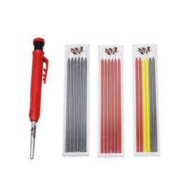 WEITARI Carpenter Pencil with Sharpener, Mechanical Carpenter Pencils Set with 18 Refills, Deep Hole Marker Construction Pencils Heavy Duty Woodworking Pencils for Architect Red