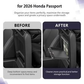 LUWU 2026 Passport Center Console Hidden Box Organizer Compatible with 2026 Honda Passport RTL/TrailSport Accessories Console Organizer Tray Armrest Hidden Storage Box Secret Box